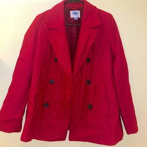 Red Old Navy Trench Coat Size Medium